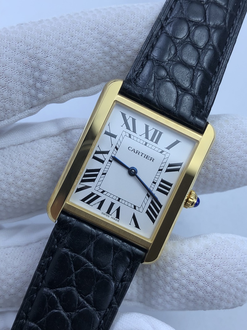 (준비완료/특급배송)NO.737/K11공장 까르띠에 탱크솔로 27MM 가죽 옐로우골드